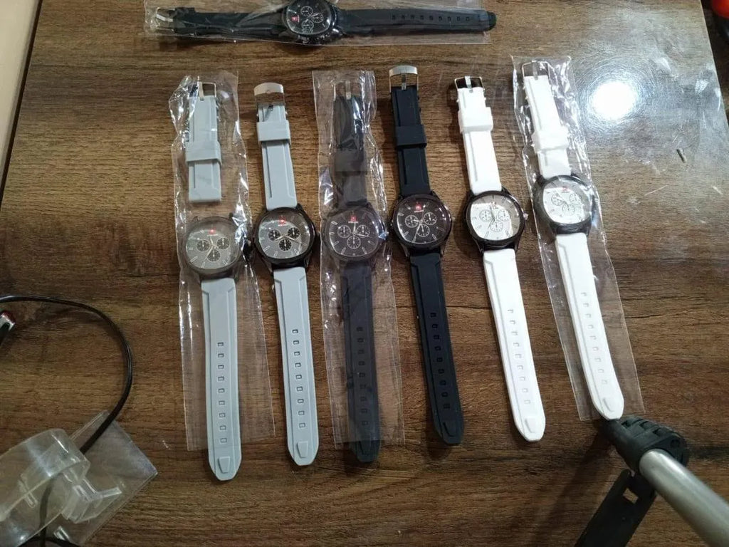 Men's Rubber Strap Watch Black White Grey Casual Daily Wear