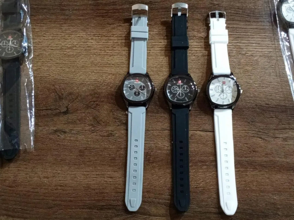 Men's Rubber Strap Watch Black White Grey Casual Daily Wear