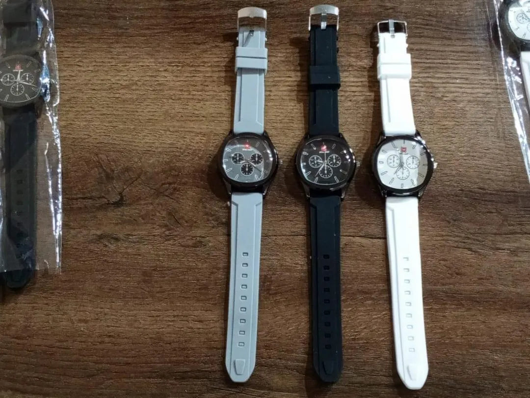 Men's Rubber Strap Watch Black White Grey Casual Daily Wear