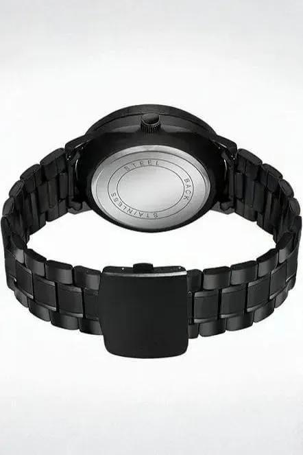 Men's Stainless Steel Spinning Watch Blue Dial Black Strap 30mm