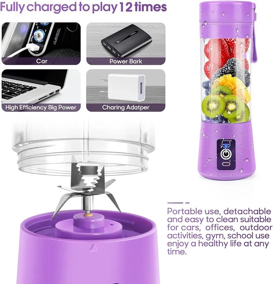 Purple Electric Juicer Blender for Fresh Juice on Go