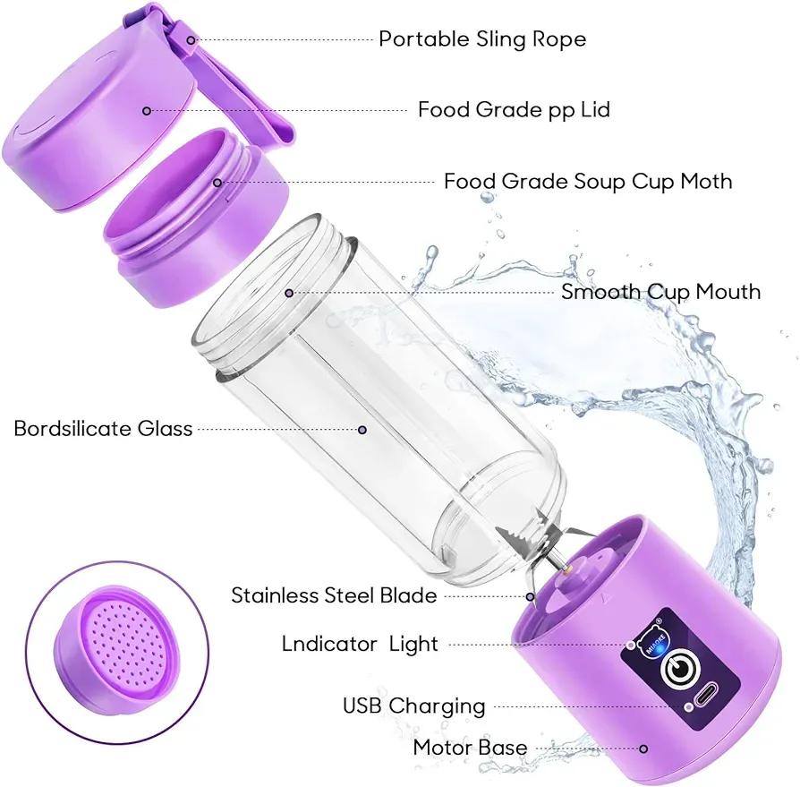 Purple Electric Juicer Blender for Fresh Juice on Go