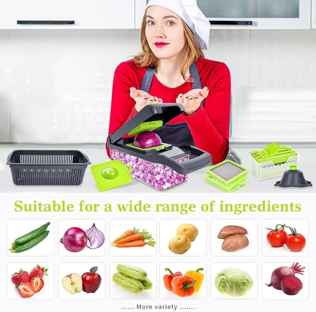 Compact Vegetable Cutter with Egg Separator & 3 Blades