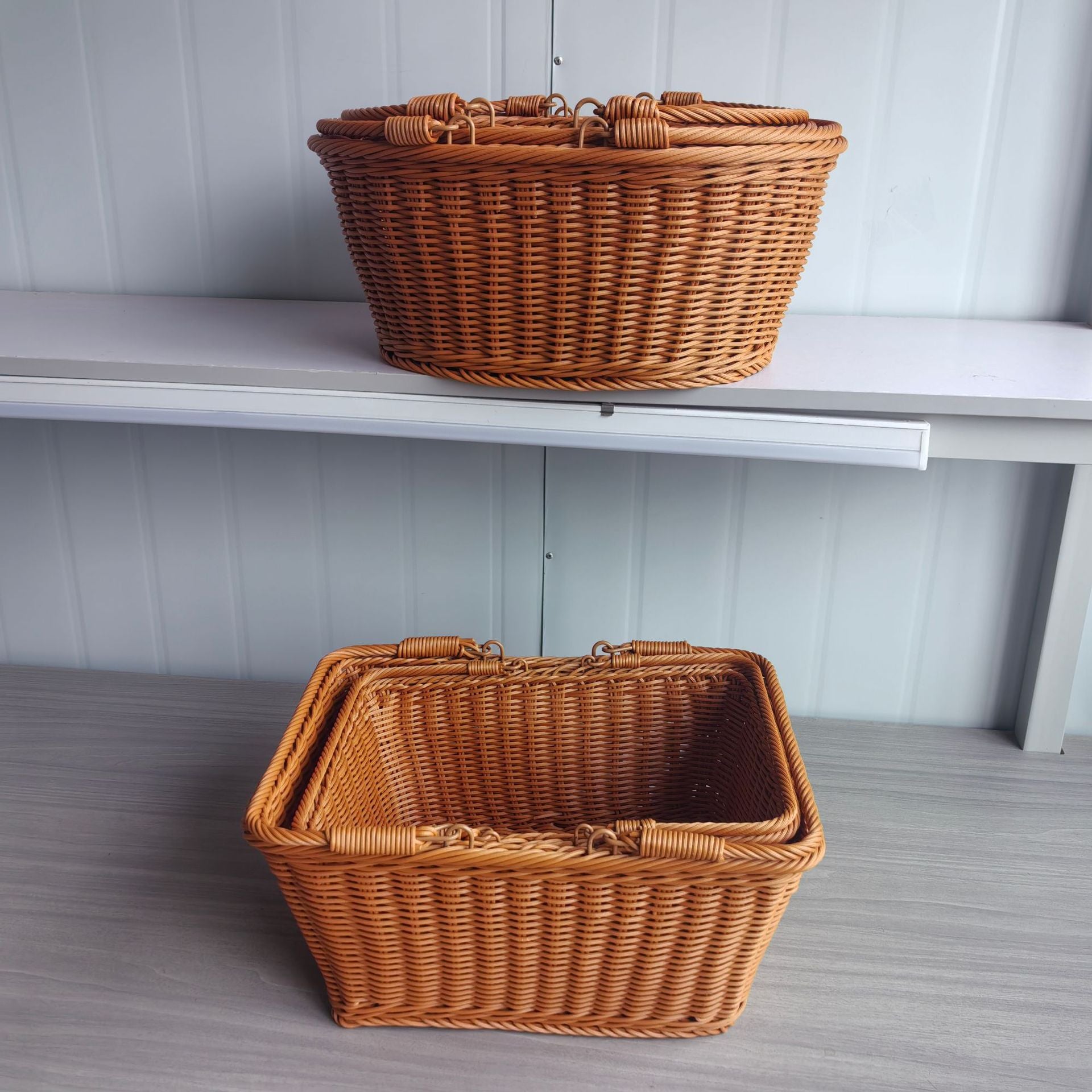 Orange Woven Kitchen Baskets for Home & Picnic Use